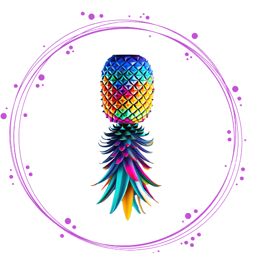 Brightly colored upside down pineapple logo representing the Wicked Lifestyles community.